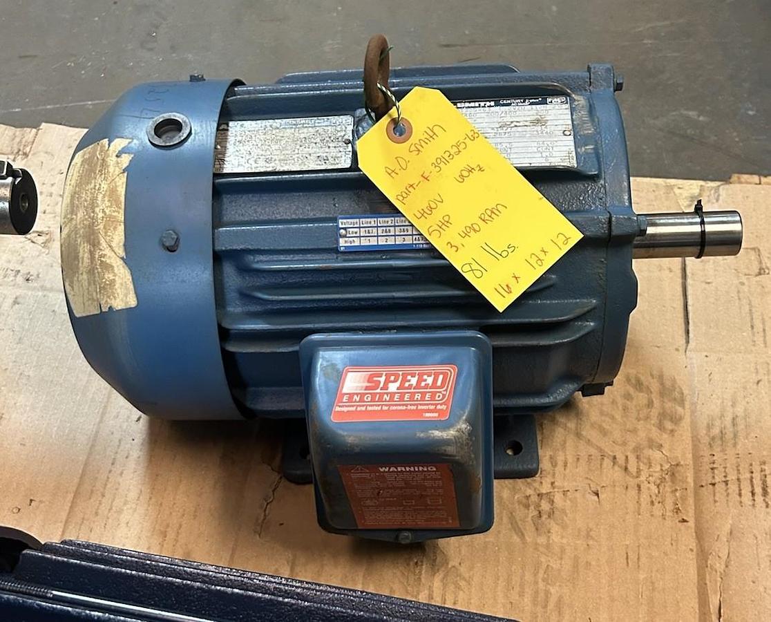 Used AO SMITH,F-391325-63,AC MOTOR 5HP 460V 3490RPM 3PH 184T FRAME