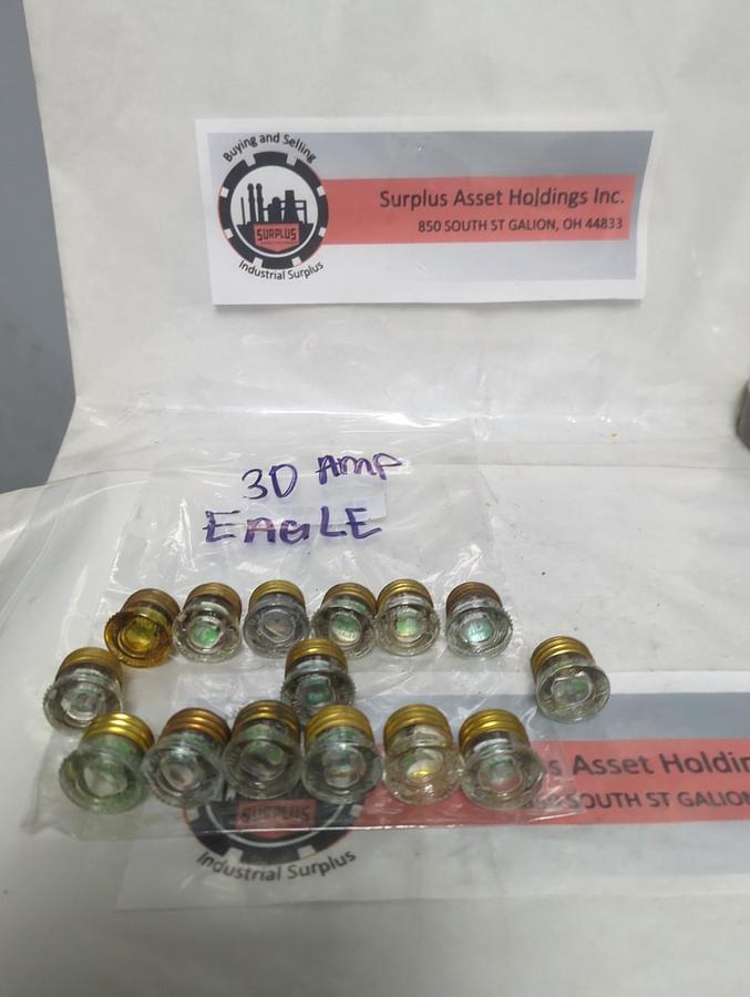 Used EAGLE,30 AMP,SCREW IN FUSE 30 AMP LOT OF 15 PRE-OWNED