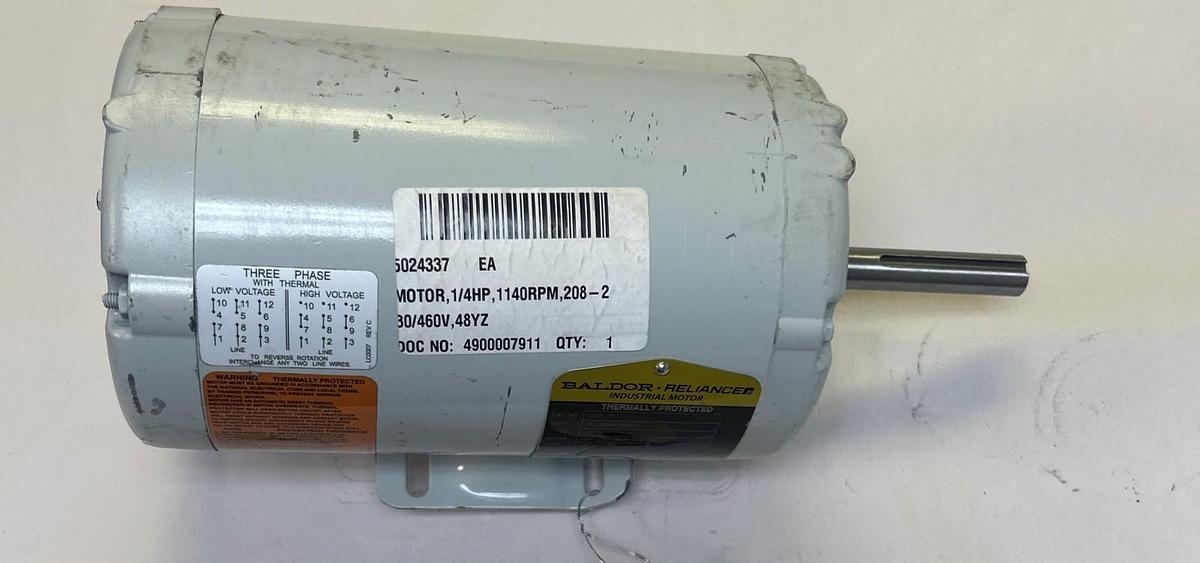Used BALDOR,IEEE45,MOTOR 1/4HP 1140RPM 208-230/460V 3PH 48YZ FRAME