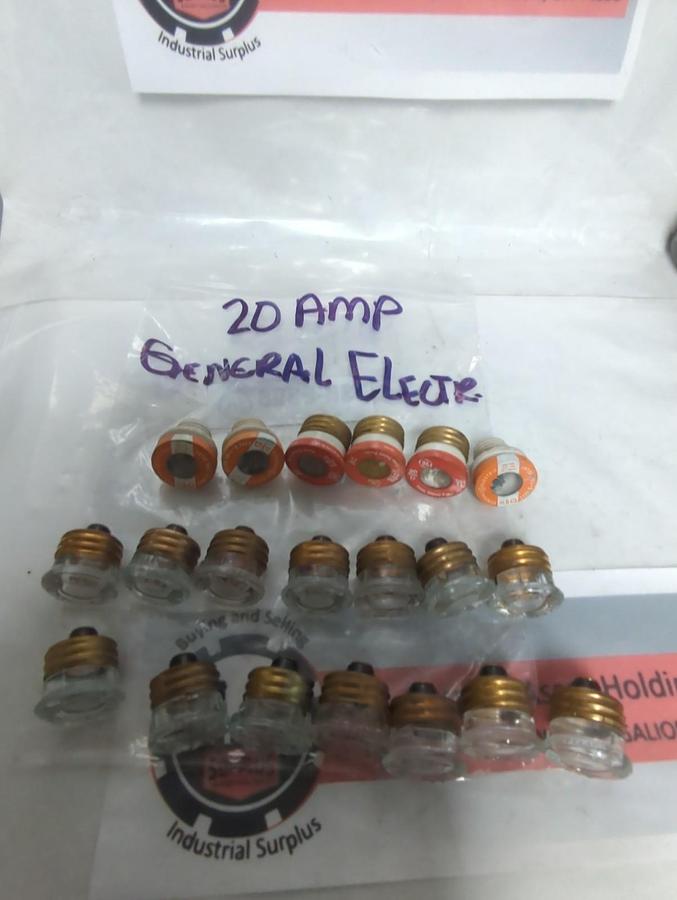 Used GENERAL ELECTRIC,20 AMP,SCREW IN FUSE 20 AMP LOT OF 20 PRE-OWNED
