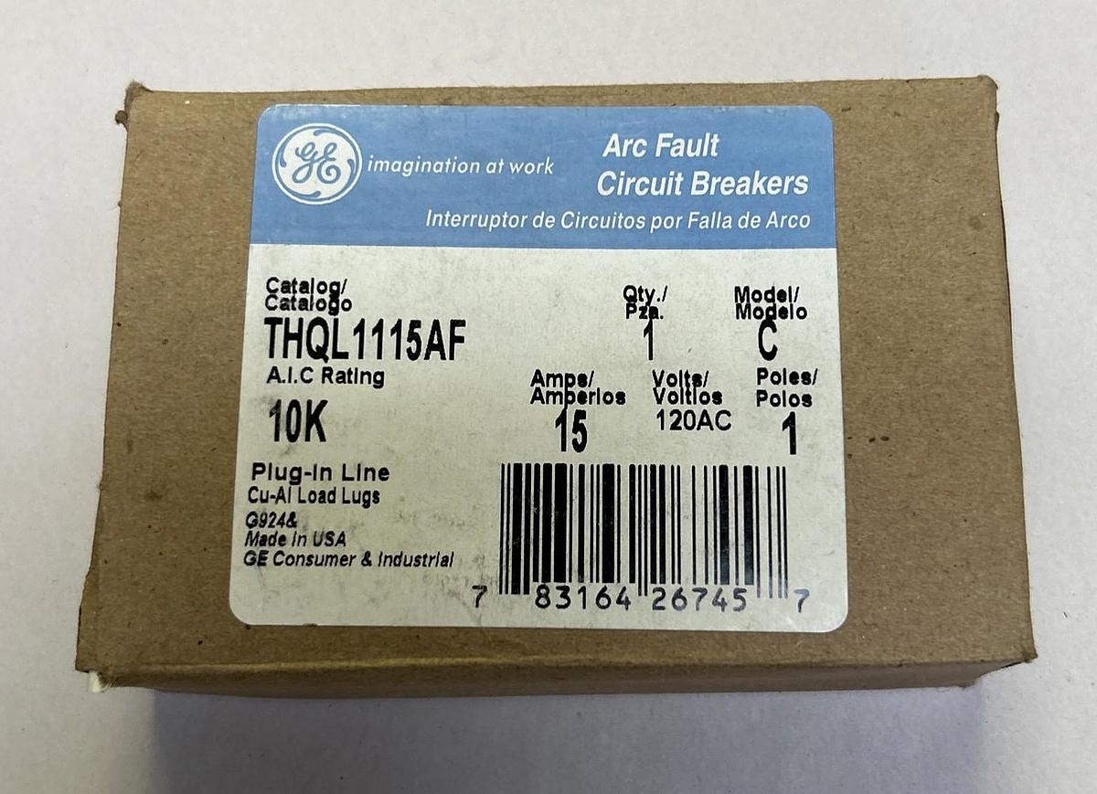 Used GENERAL ELECTRIC,THQL1115AF,CIRCUIT BREAKER 15A 120V 1P NEW