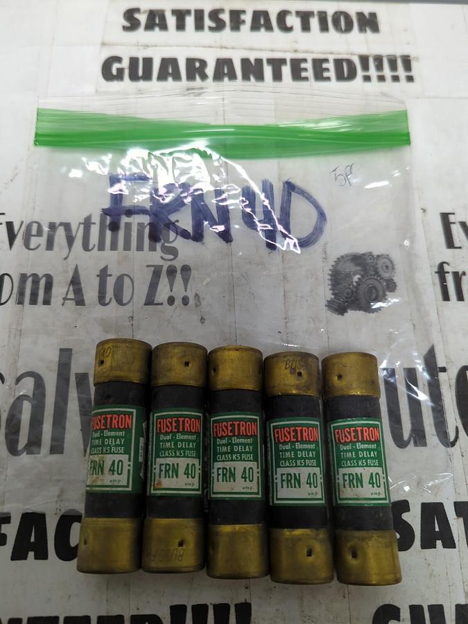 COOPER BUSSMANN,FRN-40,FUSETRON 40 AMP FUSES LOT OF 5 NOS