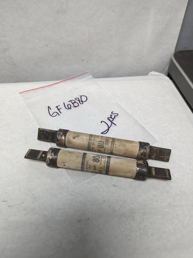 Used GENERAL ELECTRIC,GF6B80,TYPE CLF 80 AMP FUSE LOT OF 2 PRE-OWNED