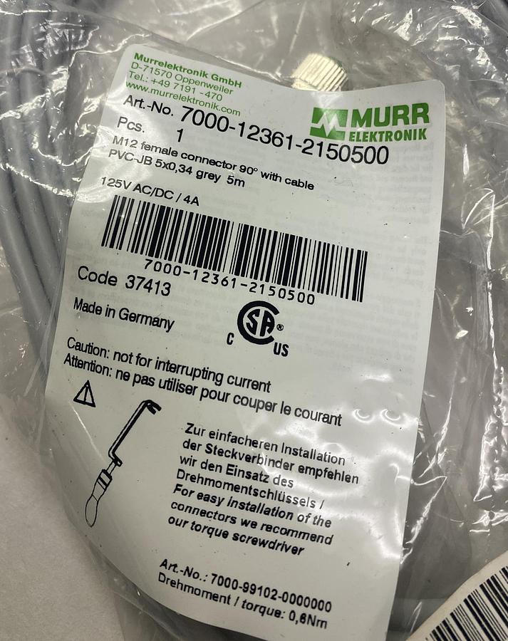Used MURR ELEKTRONIK,7000-12361-2150500, CONNECTOR NEW