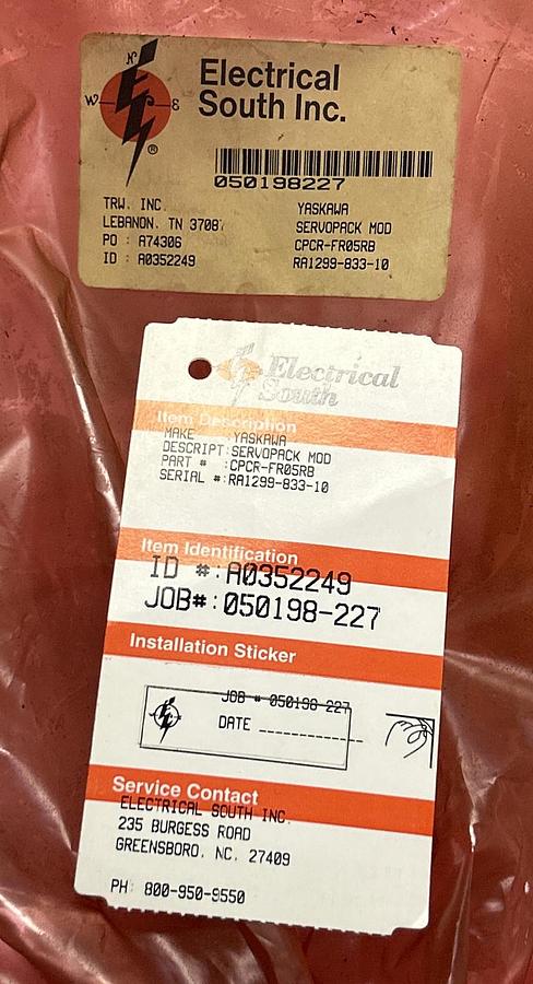 Used YASKAWA ELECTRIC,CPCR-FR05RB7-R8S, SERVO PAK REFURBISHED