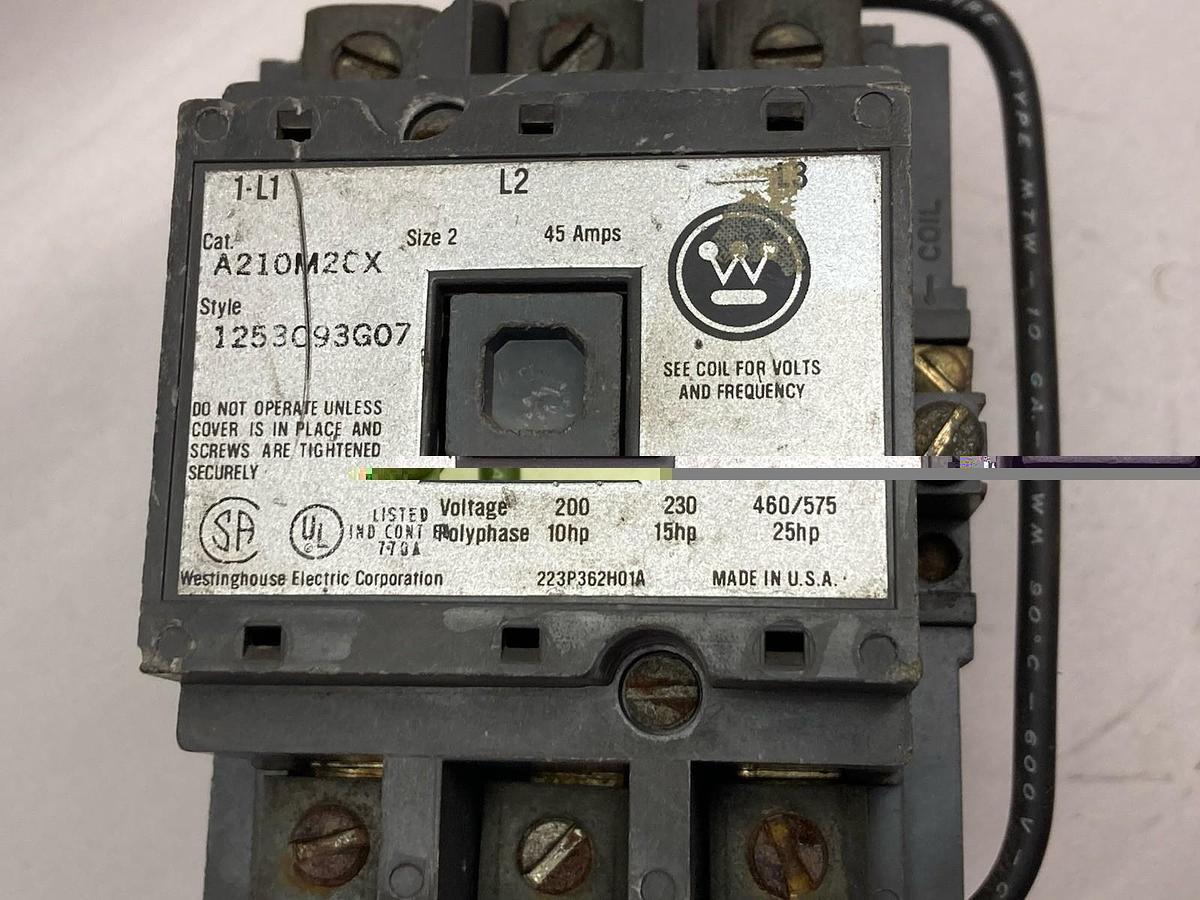 Used Westinghouse,A210M2CX,Size 2 Contactor 45A