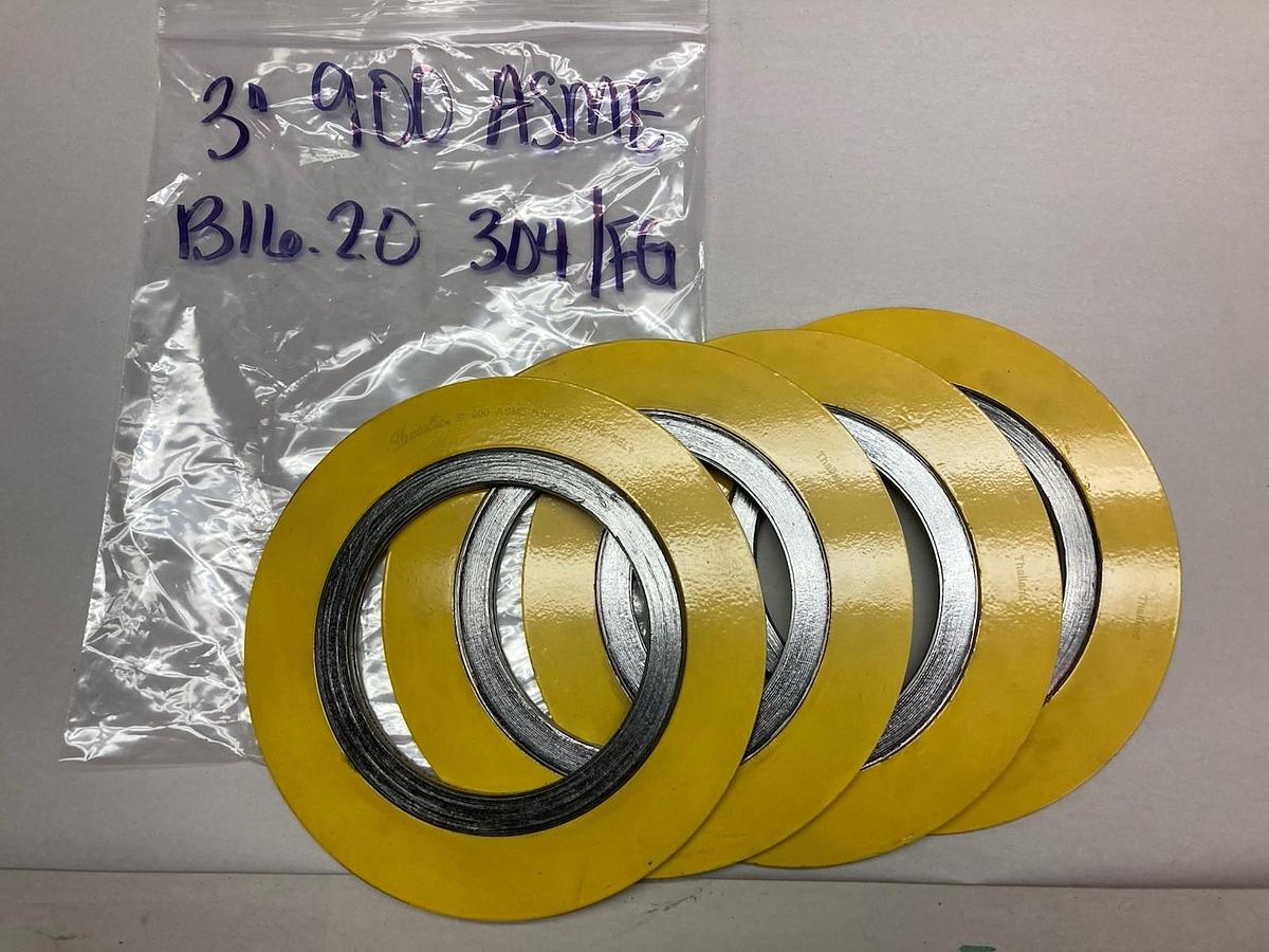 Flexitallic,900 ASME,3 Inch Spiral Round Gasket B16.20 304/FG LOT OF 4