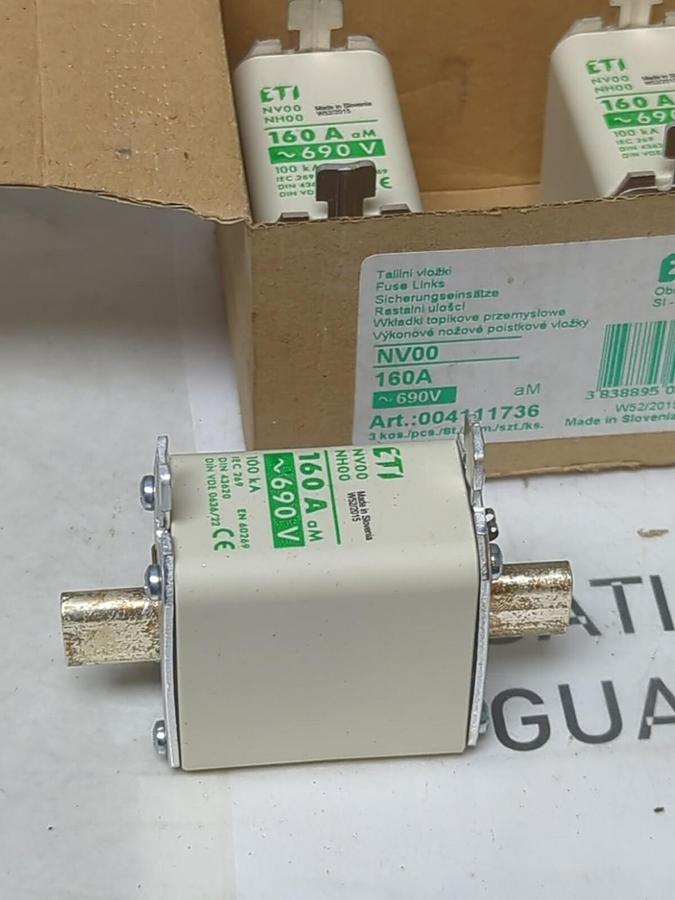 ETI,NV00 NH00,FUSES 160 AMP 690 VOLT BOX OF 3 NOS