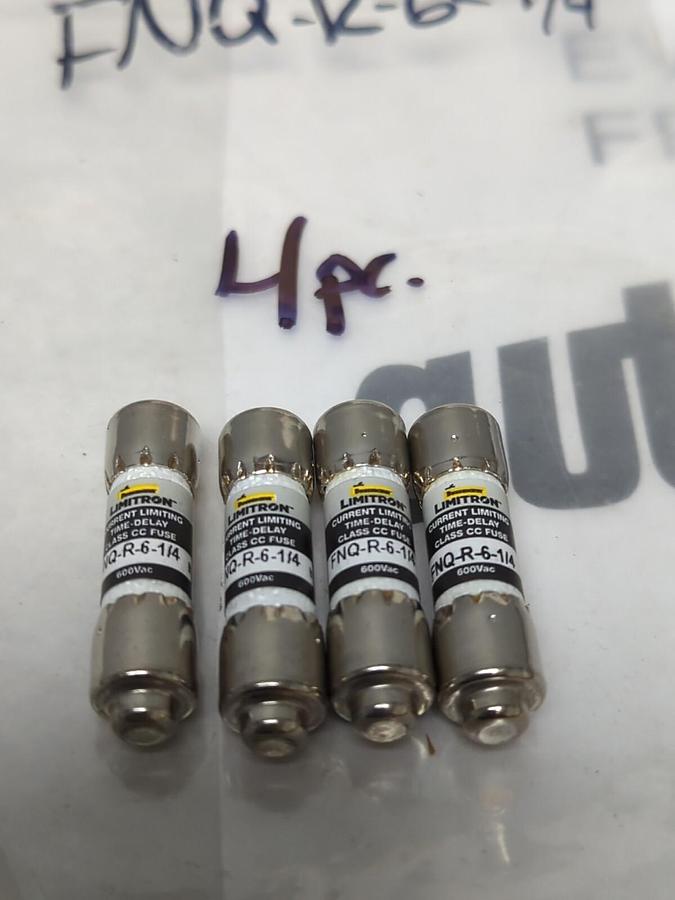 COOPER BUSSMANN,FNQ-R-6-1/4,LIMITRON 6-1/4 AMP FUSE LOT OF 4 NOS