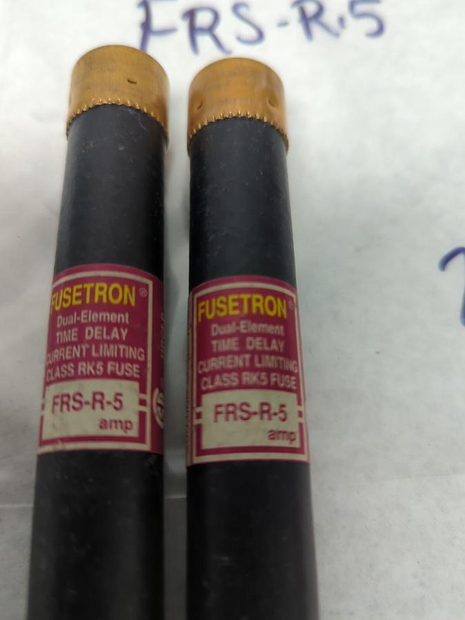Used COOPER BUSSMANN,FRS-R-5,FUSETRON 5 AMP FUSE LOT OF 2 PRE-OWNED