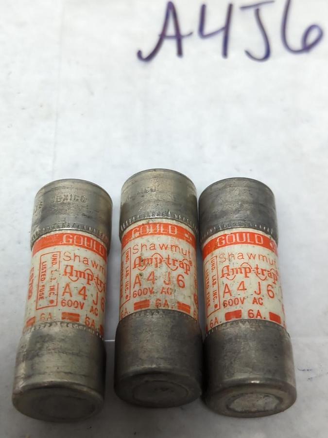 Used GOULD SHAWMUT,A4J6,AMP-TRAP 6 AMP LOT OF 3 PRE-OWNED