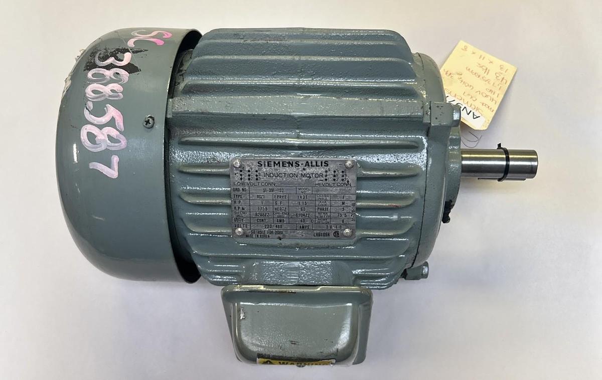 Used SIEMENS-ALLIS,067,INDUCTION MOTOR 1HP 1735RPM 230/460V 3PH 143T FRAME