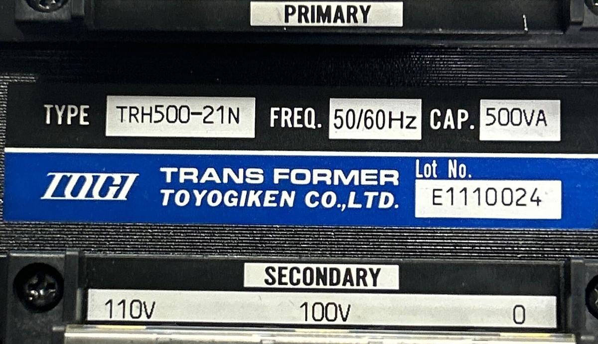 Used TOGI,TRH500-21N,TRANSFORMER 500VA 50/60HZ