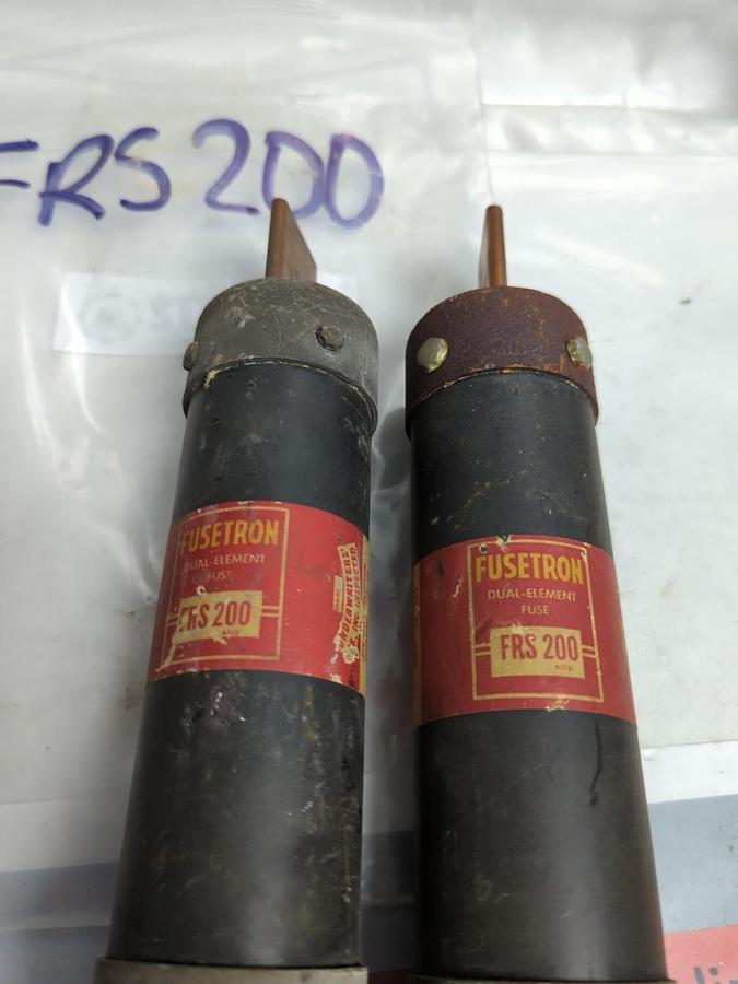 Used COOPER BUSSMANN,FRS-200,FUSETRON 200 AMP FUSE LOT OF 2 PRE-OWNED