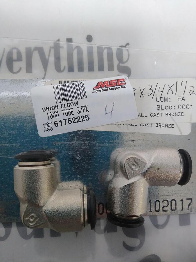 UNBRANDED,61762225,TUBE UNION ELBOW 10MM PUSH-TO-CONNECT LOT OF 4 NOS