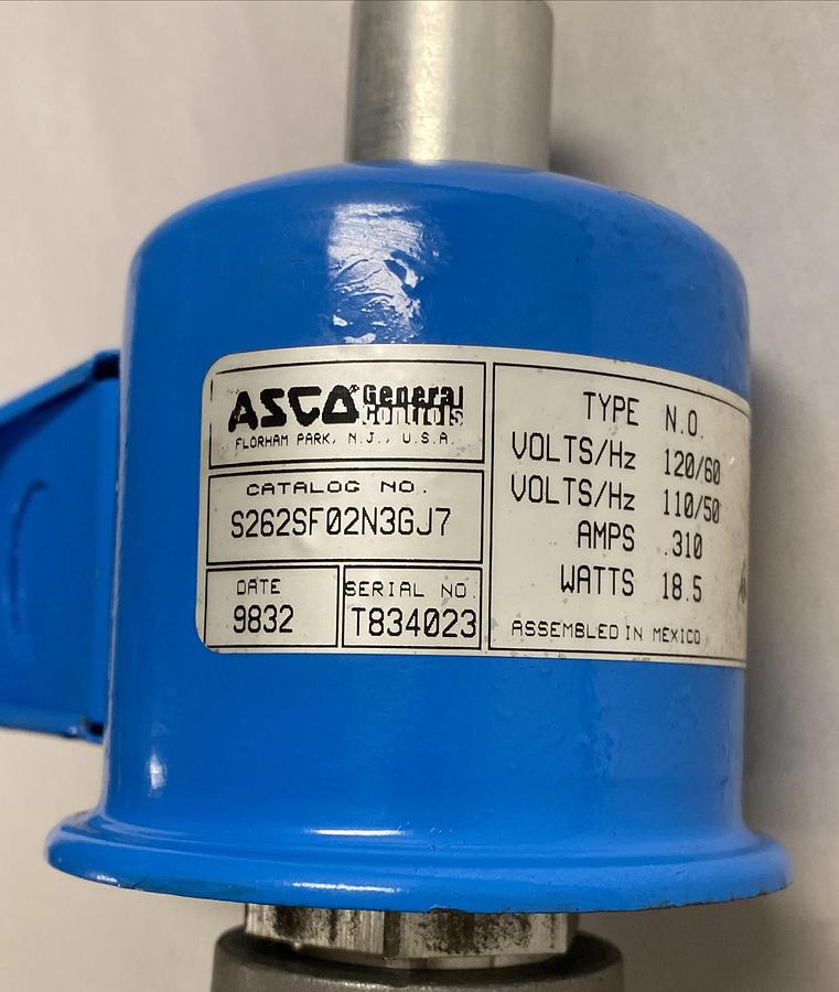 ASCO,S262SF02N3GJ7,SOLENOID GAS VALVE NOS