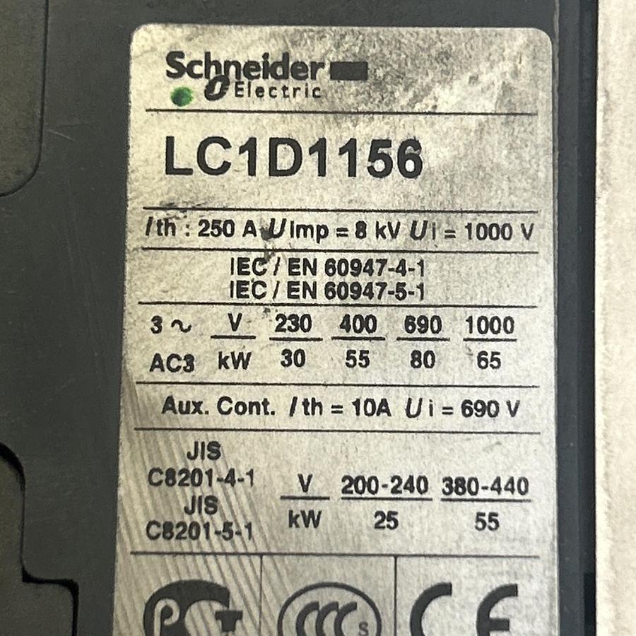 Used SCHNEIDER ELECTRIC,LC1D1156,CONTACTOR