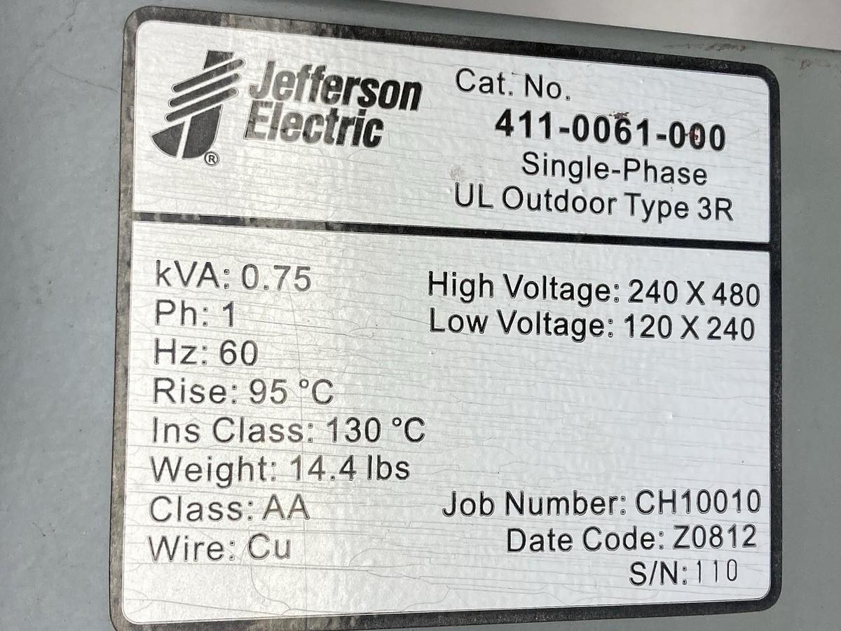 Used Jefferson Electric,411-0061-000,Single-Phase UL Outdoor Type 3R