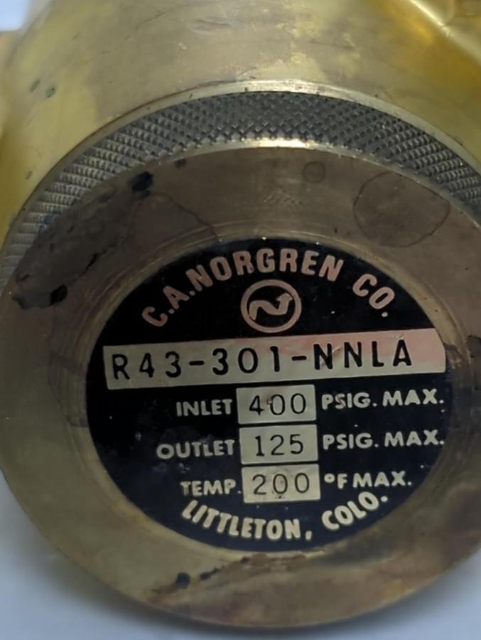 Used NORGREN,R43-301-NNLA,AIR PRESSURE REGULATOR 400 PSIG MAX PRE-OWNED