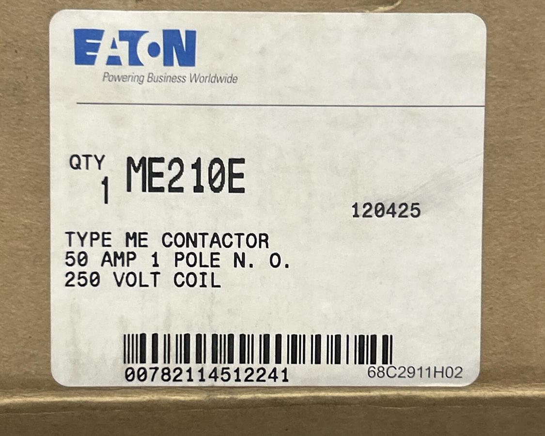 Used EATON,ME210E,ME DC CONTACTOR 50A 1NO 250VDC COIL NEW