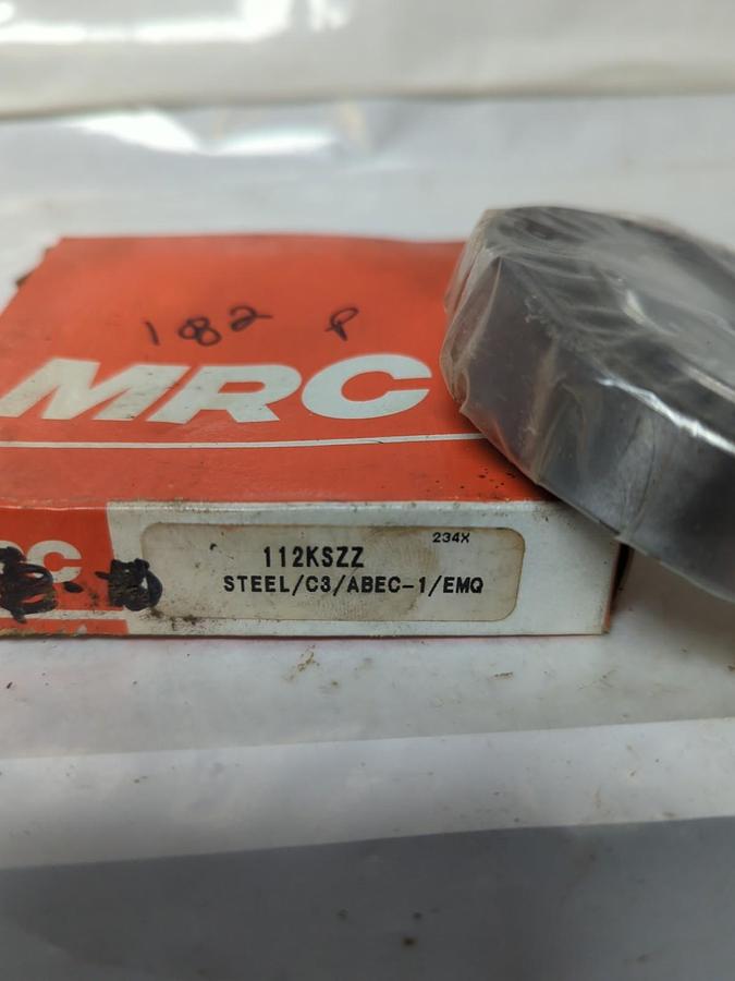 MRC,112KSZZ,RUBBER SEALED DEEP GROOVE BALL BEARING NOS