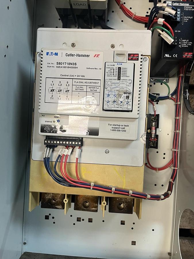 Used EATON CUTLER HAMMER,S801T18N3S,SOFT STARTER F2100 MCC BUCKET 250A BREAKER