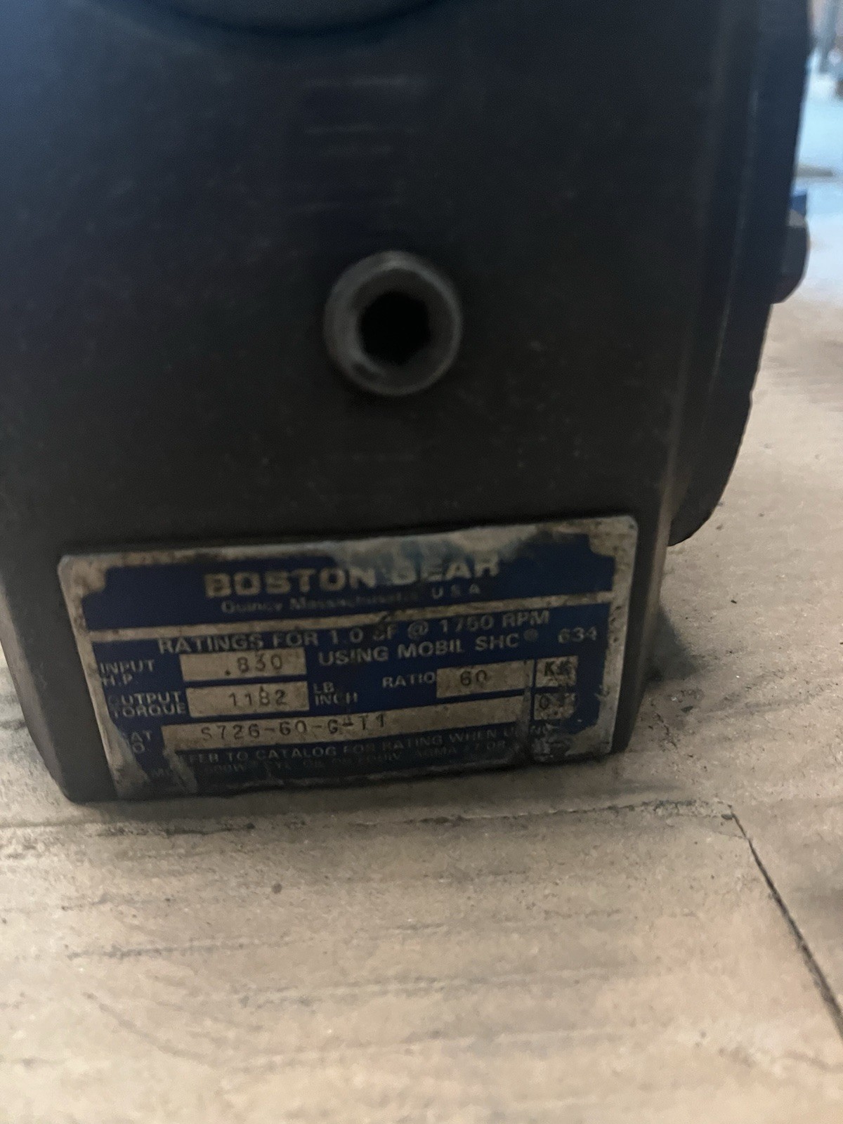 Used BOSTON GEAR,S726-60-G-77,GEAR REDUCER RATIO 60 .83HP