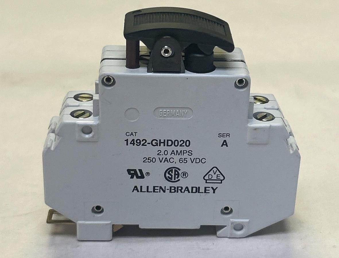 ALLEN BRADLEY,1492-GHD020,CIRCUIT BREAKER 2A 250V 2P NOS