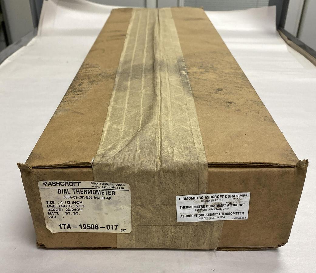 Used Ashcroft,600A-01-C01-B03-A1-L01-AK,Dial Thermometer 4-1/2 INCH 5Ft 20-240F