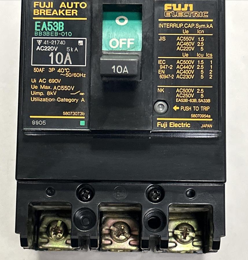 FUJI ELECTRIC,EA53B,CIRCUIT BREAKER 10A 3P NOS
