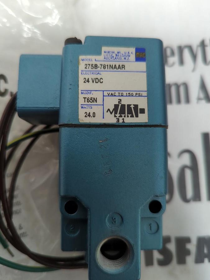 MAC,275B-781NAAR,SOLENOID VALVE 24VDC 24 WATT 150 PSI NEW NO BOX!
