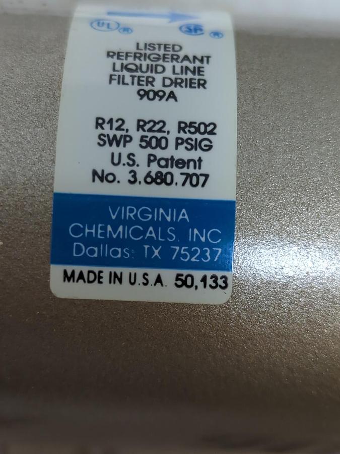 VIRGINIA,AH-165,LIQUID LINE FILTER/DRIER 5/8 INCH FLARE 16 CU. INCH NOS