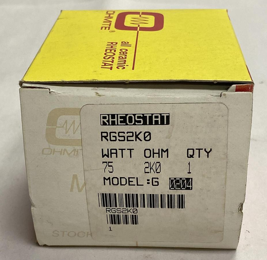 OHMITE,RGS2K0E,RHEOSTAT 75 WATT 2K0 OHM NOS