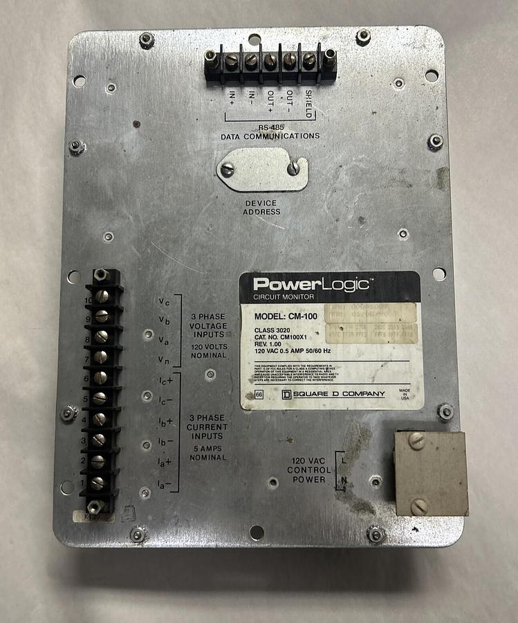 Used SQUARE D,3020-CM-100X1,CIRCUIT MONITOR 120V 0.5A