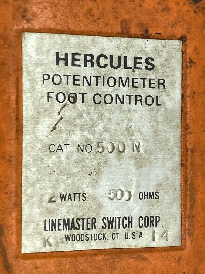 Used Linemaster,500-AN,Hercules Potentiometer 2W 500 OHM