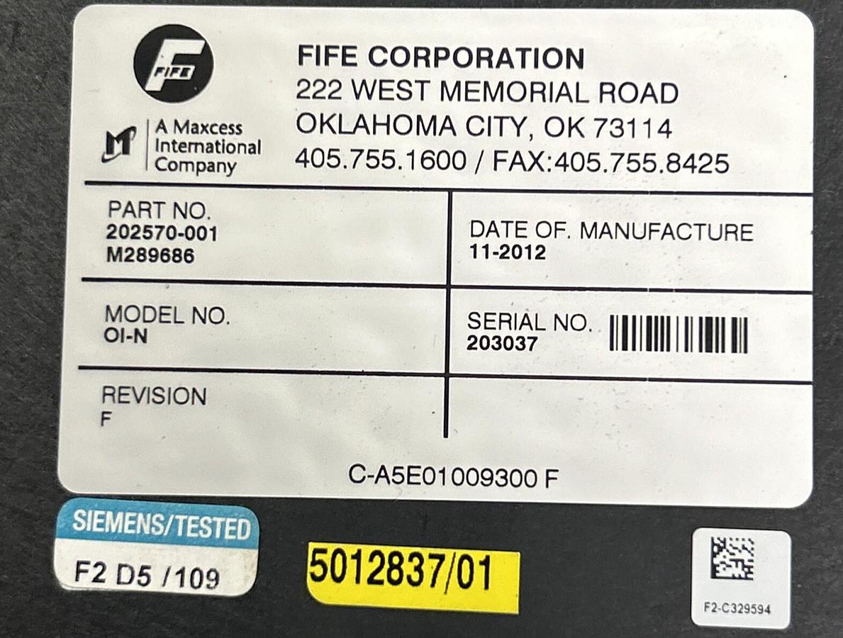Used FIFE CORP,202570-001,OPERATOR INTERFACE