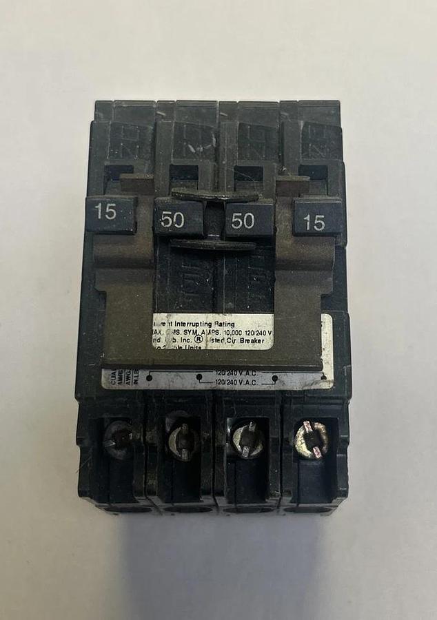 Used SIEMENS,Q21550CT2,QUADPLEX CIRCUIT BREAKER 15-50A 120/240V 4P