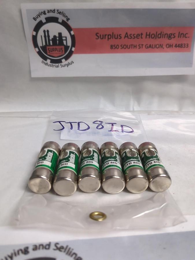 Used LITTELFUSE,JTD8ID,INDICATOR 8 AMP FUSE LOT OF 6 PRE-OWNED