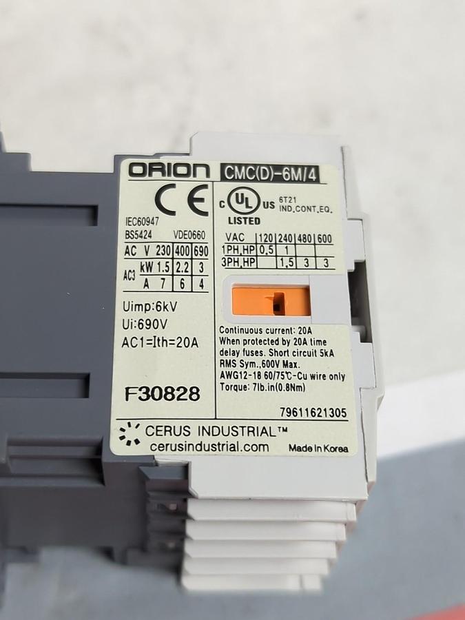 CERUS/ORION,CMC-6M/4,MINI CONTACTOR/RELAY AC480V 50/60HZ NOS