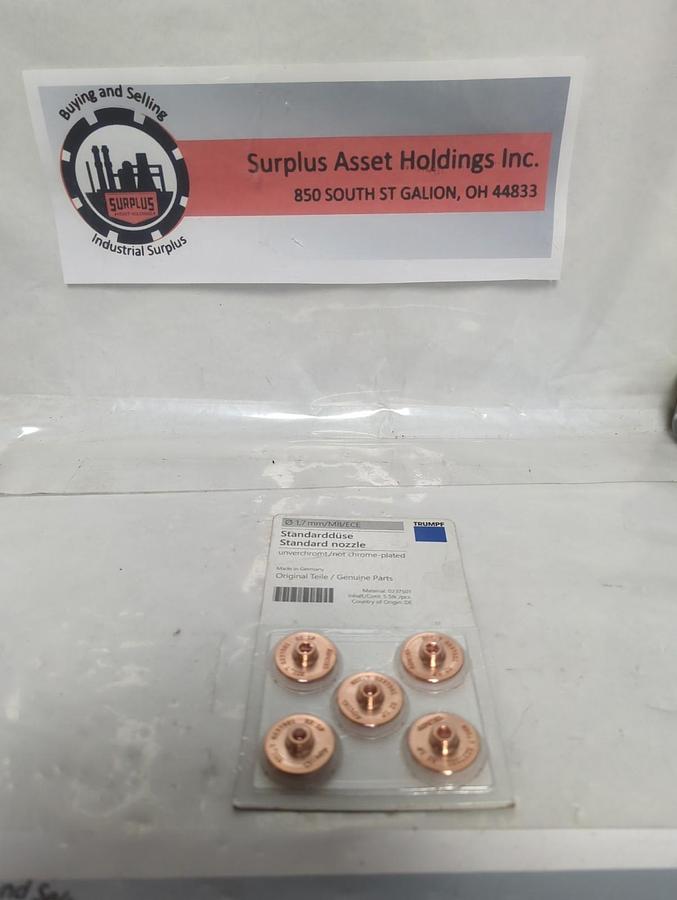TRUMPF,0237501,CHROME PLATED LASER MACHINE NOZZLE 1.7MM/M8/ECE PACK OF 5 NOS