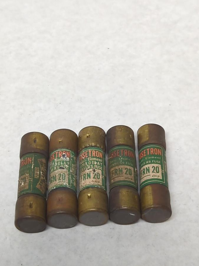 Used COOPER BUSSMANN,FRN-20,FUSETRON 20 AMP FUSE LOT OF 5 PRE-OWNED