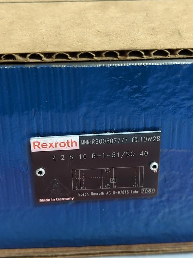 Used REXROTH,R90050777,HYDRAULIC VALVE Z2S16B1-51/SO 40 PRE-OWNED