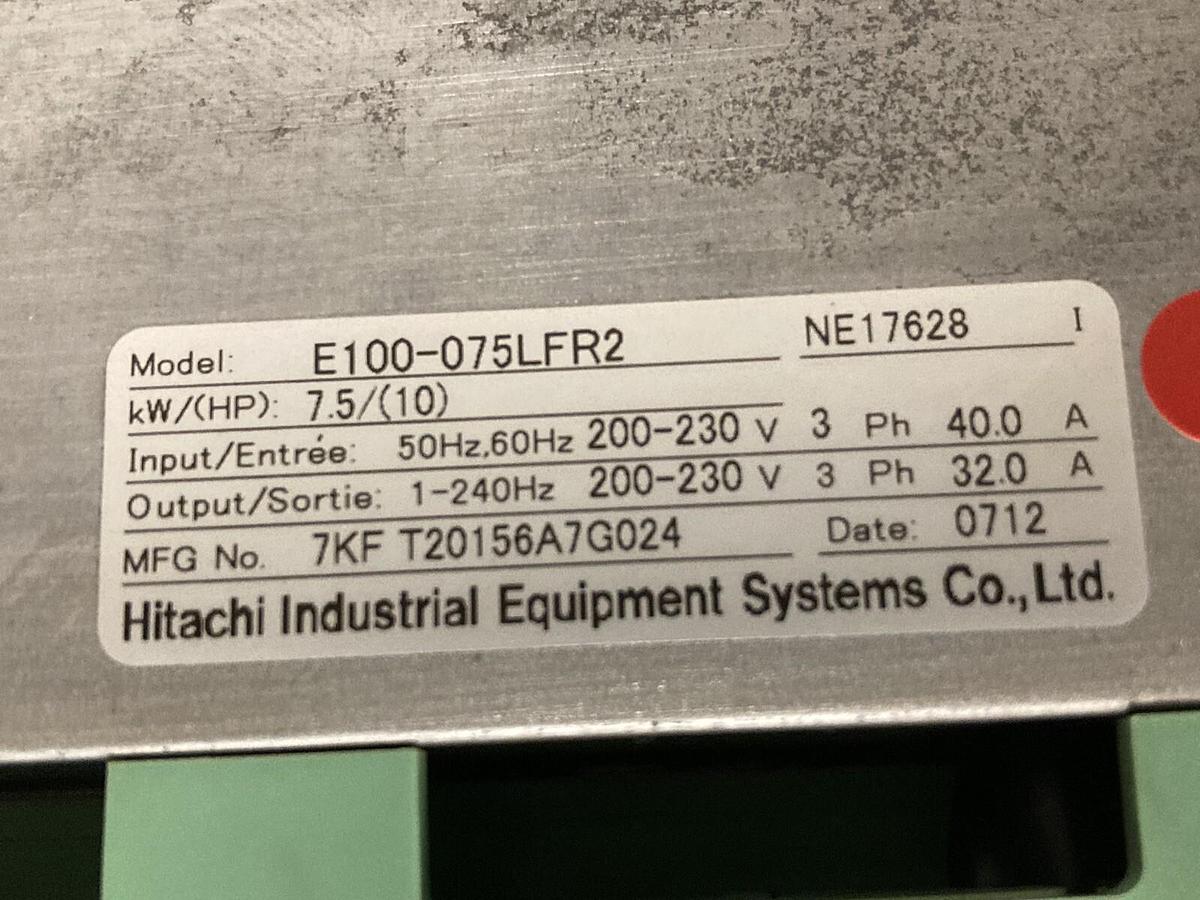 Used Hitachi,E100-075LFR2,3-Phase Drive 200-230V 3PH