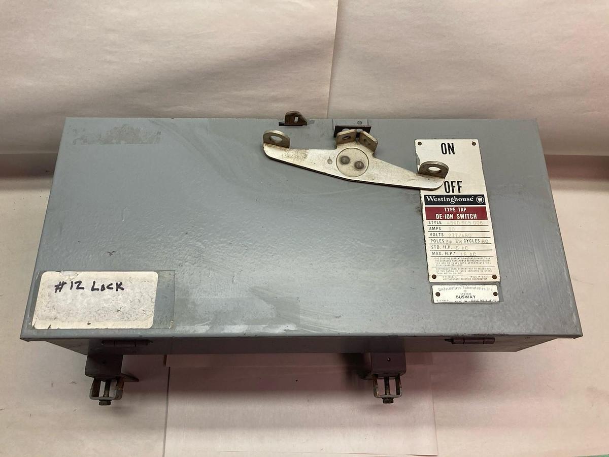 Used Westinghouse,Style 456D 905 G06,Type TAP De-Ion Switch BUS PLUG 30A 277/480V