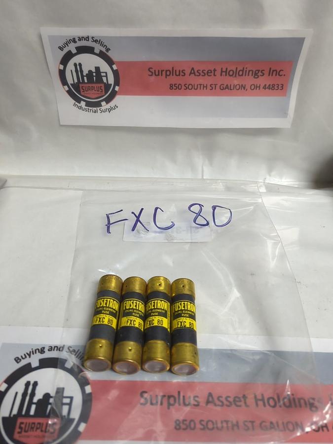 Used COOPER BUSSMANN,FXC-80,FUSETRON 80 AMP FUSE LOT OF 4 PRE-OWNED
