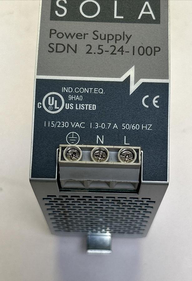 Used EMERSON SOLA,SDN 2.5-24-100P,POWER SUPPLY 2.5A 24VDC