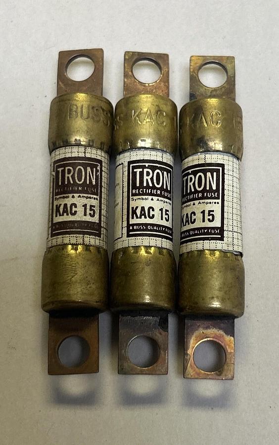 Used BUSSMANN,KAC15,TRON FUSE 15A 600V LOT OF 3