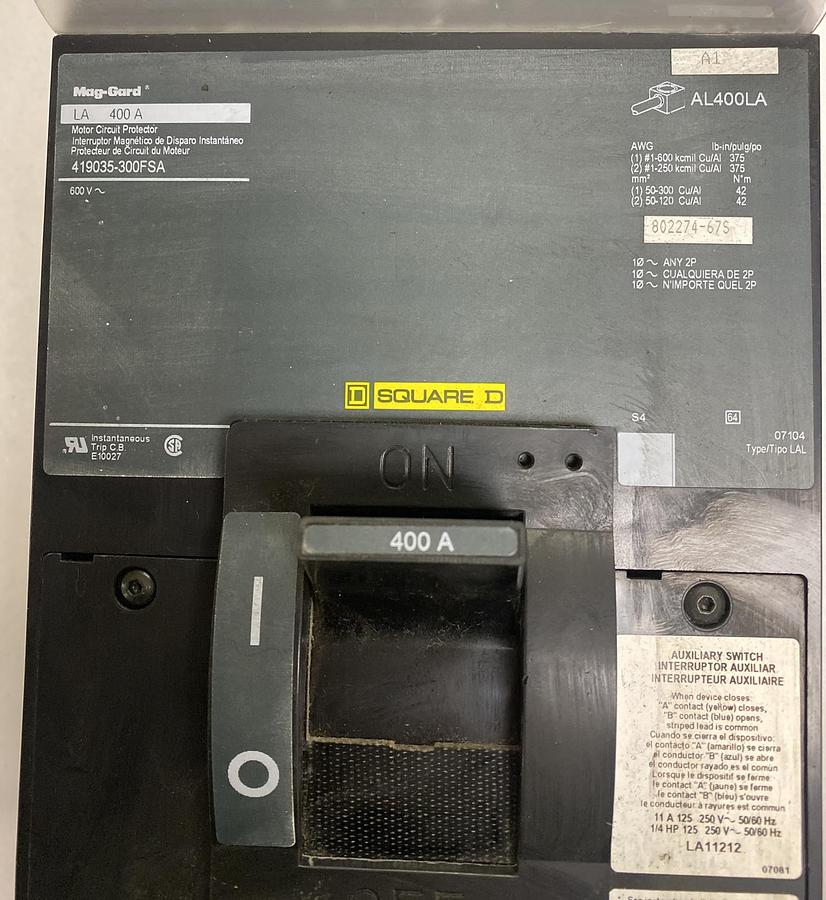 Square D,419035-300FSA,Motor Circuit Protector 400A 600V 3P NOS