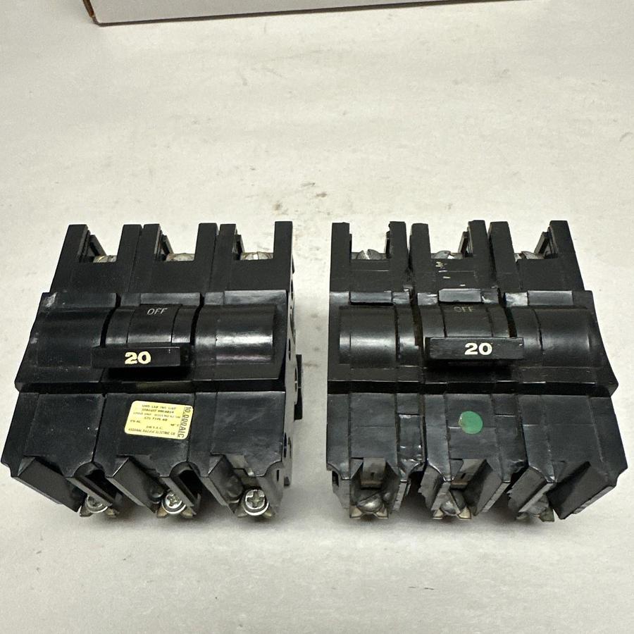 Used F.P.E.,NB320,20AMP 3 Pole 240VAC Circuit Breaker LOT of 2
