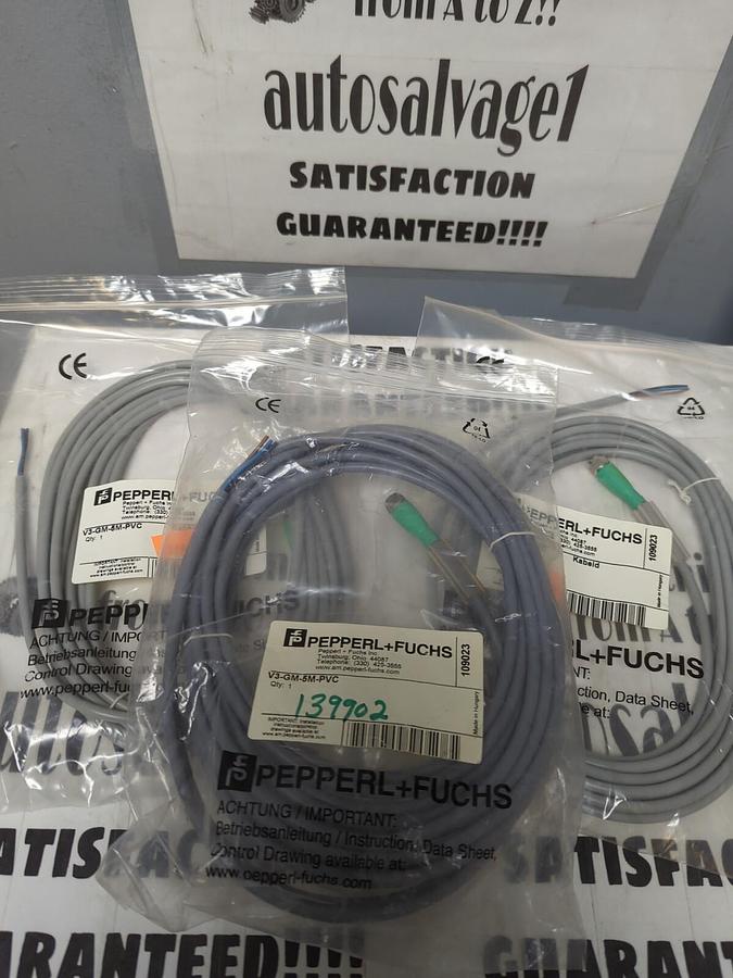 PEPPERL+FUCHS,V3-GM-5M-PVC,CORDSET CABLES LOT OF 3 NOS